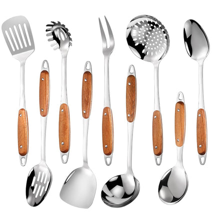 304 Stainless Steel Cooking Utensils Set,9PCS Meta