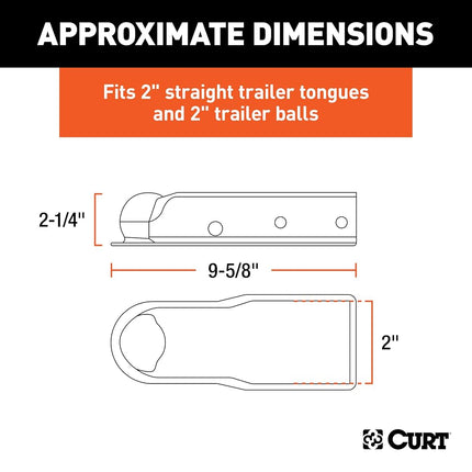 CURT 25470 QuickPin No-Latch Trailer Coupler for 2-Inch Hitch Ball, 2-in Channel, 3,500 lbs