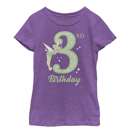 Disney Girl's Tink 3rd Birthday T-Shirt, Pur Berry