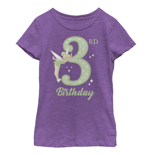 Disney Girl's Tink 3rd Birthday T-Shirt, Pur Berry