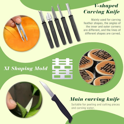 46 Pieces Stainless Steel Fruit Carving Tools Set - Professional Watermelon Carving Knife Kit with Ergonomic Handles and Portable Case, Durable Tools