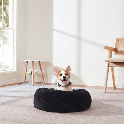 Dog & Cat Bed: Round Faux Fur Pet Bed - Plush, Coz