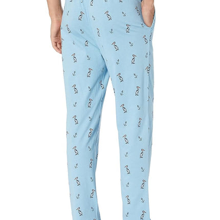 Nautica Men's Soft Woven 100% Cotton Elastic Waistband Sleep Pajama Pant Bottoms, Porthole Blue, XL