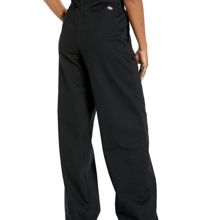 Pantalones de twill de tiro alto y pierna ancha Dickies para mujer, Negro lavado, 34