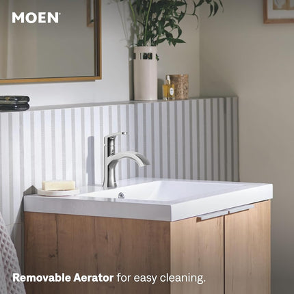 Moen Karis One-Handle Bathroom Sink Faucet, One Hole Lavatory Faucet with Drain Assembly and Optional Deck Plate, Chrome, 84346