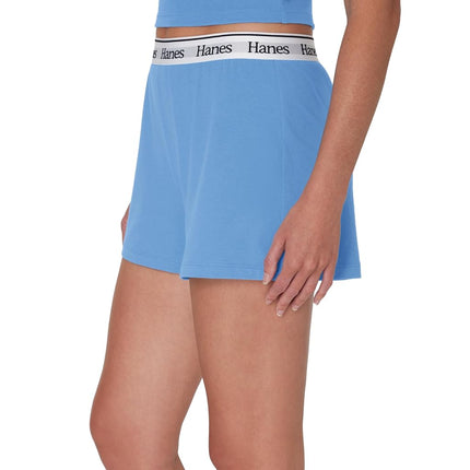 Hanes Women's Originals Comfywear Sleep Shorts (2 Pack), Provence Blue/Black, S