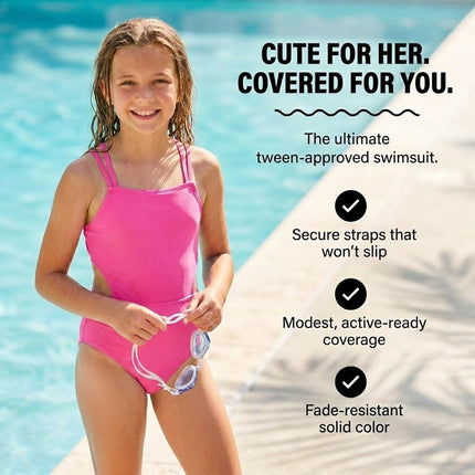 Kanu Surf Maillot de bain une pièce ajouré de sport de plage pour filles, Rose uni, 12