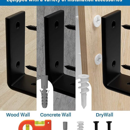 LEOPO 12 inch Shelf Bracket for DIY Floating Shelf, 1/5 inch Thick Heavy Duty Bracket, 4 Pack, 11.25” x 6” x 1.5”