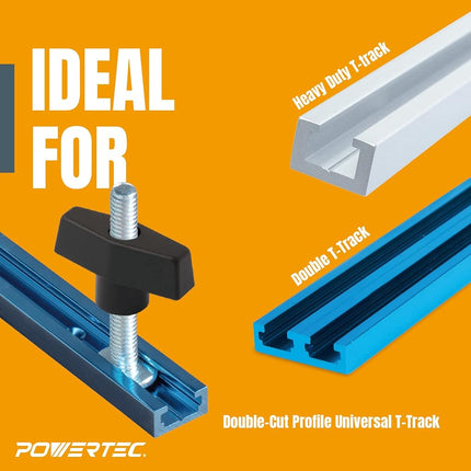 POWERTEC 71174 T Track Knob Kit, 5/16-18 Threaded Bolts and Washers, 46 Piece Set, T Slot Bolts, T Track Accessories for Woodworking Jigs and Fixtures