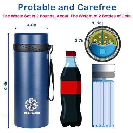 Prnaiev Travel Cooler Case with 7 Pens Insulin 48H, Travel Medicine, Bottle Holder, Tsa Approved, Extra Large Design, Heavy Duty, Weight 2Lb