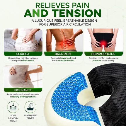AnboCare Donut Gel Sitting Pillow - Orthopedic Memory Foam for Tailbone Pain, Hemorrhoid, Bed Sores, Postpartum, Prostate, Coccyx & Sciatica Pain