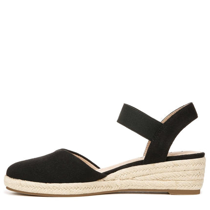 LifeStride Womens Kimmie Wedge Espadrilles Black 7.5 W
