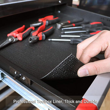 CASOMAN Professional Tool Box Drawer Liner 18 inch x 24 feet, Non-Slip Foam Rubber Mat - Adjustable Thick Cabinet Liners