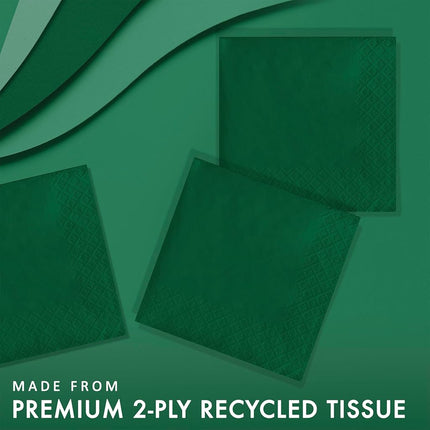Creative Converting Touch of Color 200 Count 2-Ply Paper Beverage Napkins, Hunter Green