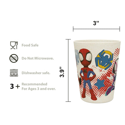 Zak Designs Marvel Spider-Man Vajilla para niños Incluye plato de 20 cm, tazón de 15 cm y vaso de 295 ml, Material de bambú melamina duradero y sostenible (Juego de 3 piezas, Spidey y sus sorprendentes amigos)