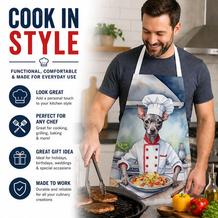 Caroline's Treasures American Hairless Terrier The Chef Apron Cooking Kitchen Server Baking Crafts Gardening for Adult Women Men, Unisex, Large, Multicolor