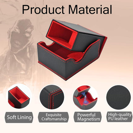 Stepane Dice Tower and Tray, Portable Commander Deck Box, Foldable Dice Storage Box for Dungeons and Dragons Rolling Tray Black/Red