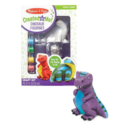 Melissa & Doug Created by Me! Dinosaur Figurines Craft Kit (2 Resin Dinosaurs, 6 Paints, Paintbrush) Dino Painting Kit for Kids