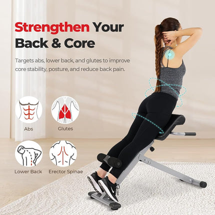 Sunny Health & Fitness Foldable Roman Chair, 45-Degree Hyperextension Bench