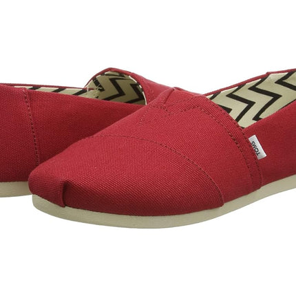 TOMS Womens Recycled Cotton Alpargata Loafer Flat, Red, 7 UK