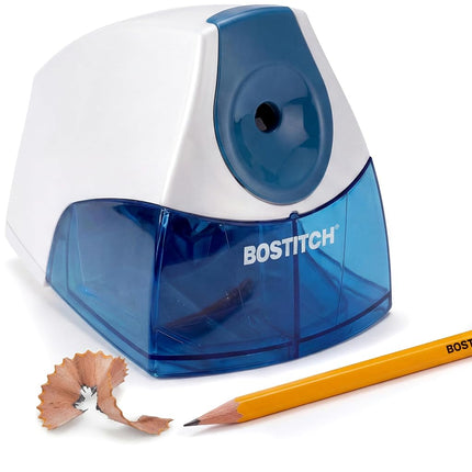 Taille-crayon électrique individuel Bostitch Office, moteur puissant sans blocage, grand bac à copeaux, bleu