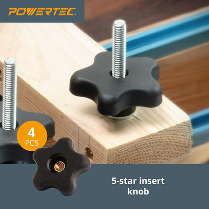 POWERTEC 71174 T Track Knob Kit, 5/16-18 Threaded Bolts and Washers, 46 Piece Set, T Slot Bolts, T Track Accessories for Woodworking Jigs and Fixtures