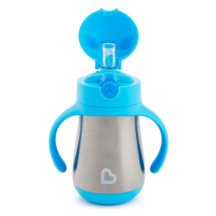Munchkin Cool Cat Stainless Steel Straw Cup - Blue (8oz/240ml)
