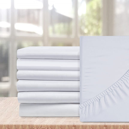 Elegant Comfort 6-Pack Fitted Bottom Sheets 1500 Thread Count Premium Hotel Quality, Deep Pocket, Wrinkle-Free, Stain and Fade Resistant-Side Pockets for Storage, 6PACK Fitted-Queen, White