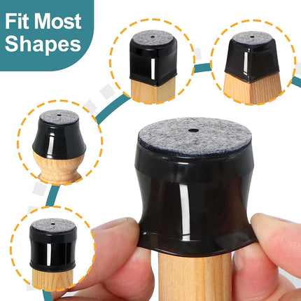 24 Pcs Chair Leg Floor Protectors Round, Silicone Felt Furniture Leg Pads Caps Covers for Hardwood Floors (Fit 1-5/16" to 2")