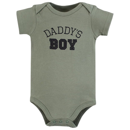 Hudson Baby Unisex Baby Cotton Bodysuits, Sage Daddys Boy, Preemie