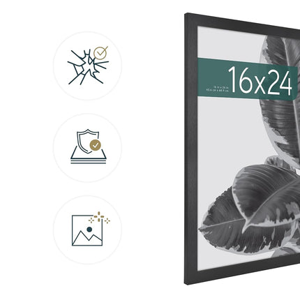 MCS Studio Gallery 41x61 cm (16x24 in) Poster Frame Black Woodgrain, Vertical & Horizontal Wall Hanging Large Picture Frame for Photos, Posters & Art Prints (1-Pack)