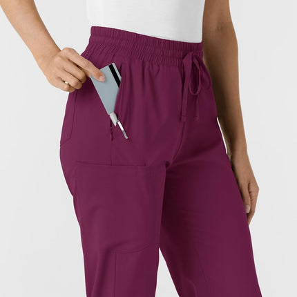 WonderWink Women's Stovepipe High-Low Hem Scrub Pant, Wine, X-Small Petite