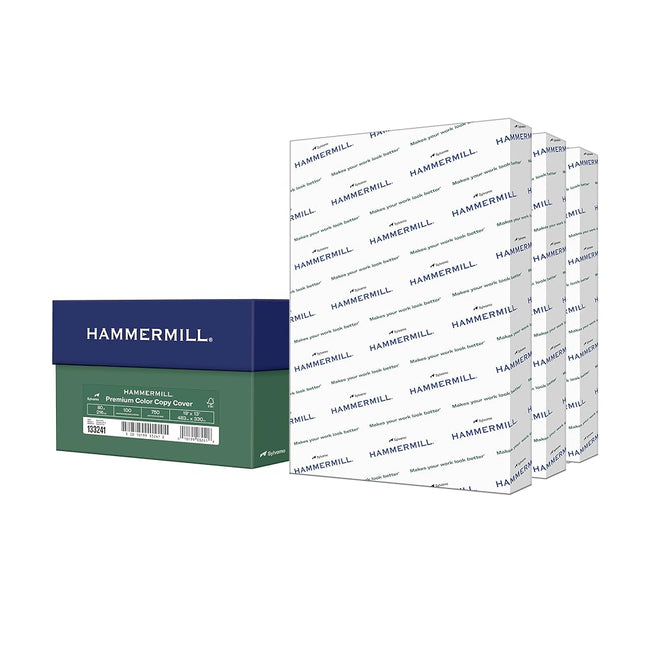 HAMMERMILL Premium Color Copy Cover Cardstock, White, 19x13, 80lb, 100 Bright, 3 Packs / 700 Sheets