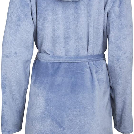 Lucky Brand Women's Bathrobe Fleece Shawl Collar Belted Robe with Hood, Blue, X-Large