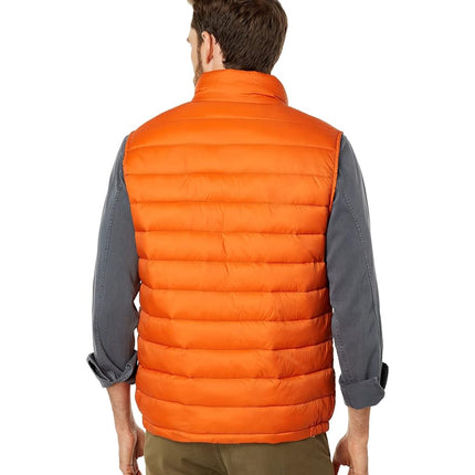 Cole Haan Men's Quilted Puffer Vest with Chest Zip Pocket, Burnt Orange, S