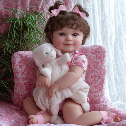 JIZHI Lifelike Reborn Baby Dolls - 20-Inch Real Baby Feeling Realistic-Newborn Baby Dolls Adorable Smiling Real Life Baby Dolls with Feeding Kit & Gift Box for Kids Age 3 +