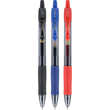 Pilot G2 Premium Refillable & Retractable Rolling Ball Gel Pens, Bold Point, Black/Blue/Red Inks, 36 Count Tub (14366)