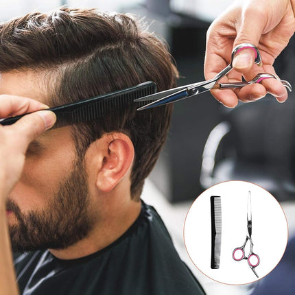 8 Pcs Hair Cutting Scissors Set - Hairdressing Scissors Kit, Thinning Scissor, Bangs Trimmer, Hair Comb, Leather Case - Professional Barber Salon Home Shear Kit for Men, Women, Pet