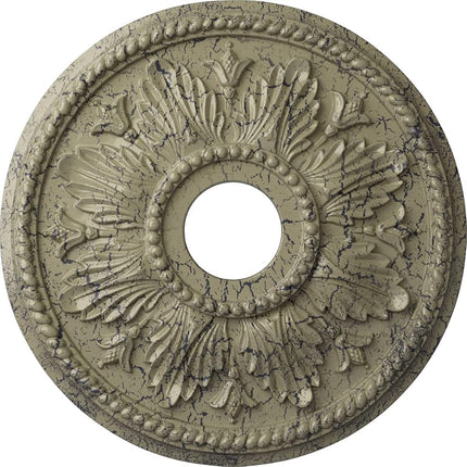 18 1/8"OD x 3 1/2"ID x 2 3/4"P Edinburgh Ceiling Medallion (Fits Canopies up to 5 1/8"), Hand-Painted Castle Stone Crackle