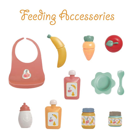 JC Toys - Doll travel case with 24 accessories, feeding, bathing, and care essentials for imaginative play, fits of dolls
