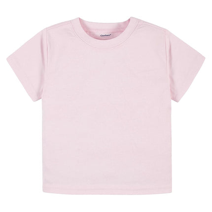 Gerber Baby Toddler 5-Pack Solid Short Sleeve T-Shirts Jersey 160 GSM, Light Pink, 5T