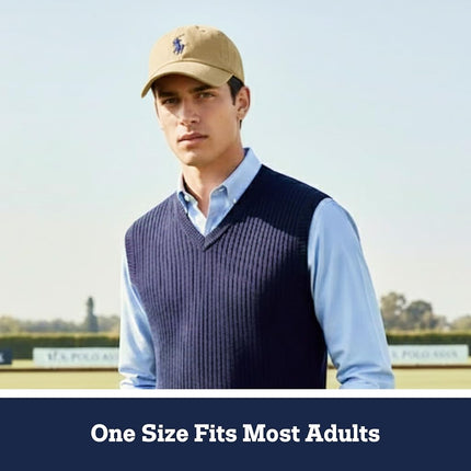 U.S. Polo Assn. Men's U.s Polo Assn. Cotton Adjustable Curved Brim With Embroidered Small Pony Logo Baseball Cap, Beige, One Size UK
