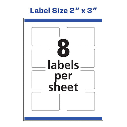 Avery Rectangle Labels, Sure Feed Technology, 2" x 3", 800 Glossy White Labels (36464)