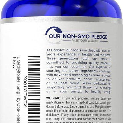 L Methylfolate 15mg | 120 Capsules | Value Size | Max Potency | Optimized and Activated | Non-GMO, Gluten Free | Methyl Folate, 5-MTHF | by Opti-Folate