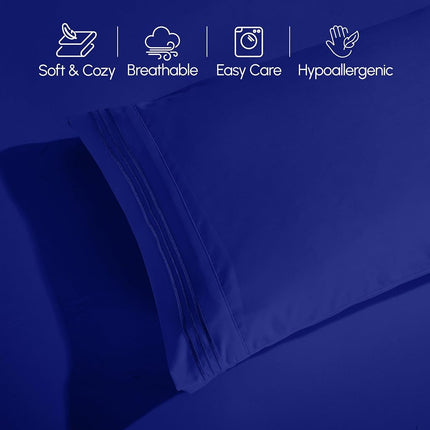 Elegant Comfort Bedding Set, Deep Pocket up to 16inch, Microfiber, Royal Blue, Full
