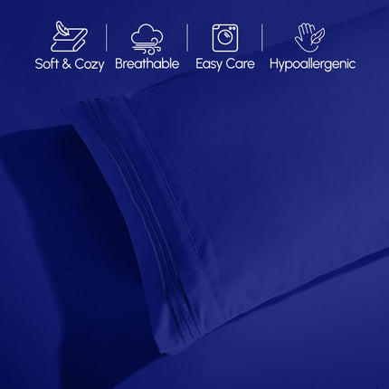 Elegant Comfort Luxurious 1500 Premium Hotel Quality Microfiber 4-Piece Sheet Set, 18-24 Inches Deep - Extra Deep Pocket Sheets - Ultra Soft 4PC Deep Pocket Sheets, King, Royal Blue