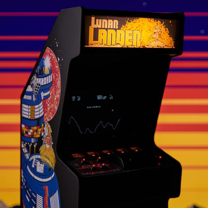 Quarter Arcades Lunar Lander Mini Atari Replica Cabinet with Original ROM – Retro Machine with Thrust Lever, CRT Lens, Rechargeable Battery – Mini Game for Home