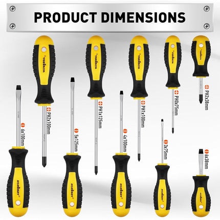 HORUSDY 11-piece Magnetic Screwdriver Set with Case, 5 Phillips & 5 Flat Head Tips with Magnetizer demagnetizer Precision Screwdriver Set