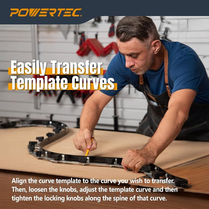 POWERTEC 71527 Plantilla de curva flexible de 107 pulgadas - Herramienta profesional para trabajar la madera con contorno