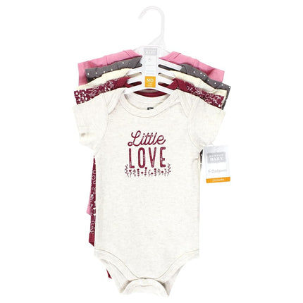 Hudson Baby Unisex Bebé Algodón Bodysuits, Little Love Flowers Paquete de 5, 6-9 Meses, Little Love Flowers Paquete de 5, 6-9 Meses